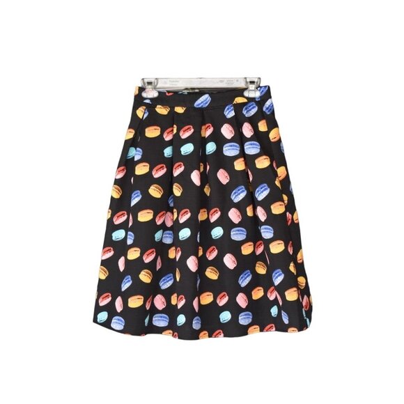 Women's The Moon Black Full Circle Skirt Colorful Macaron Print Lined S - Picture 1 of 6